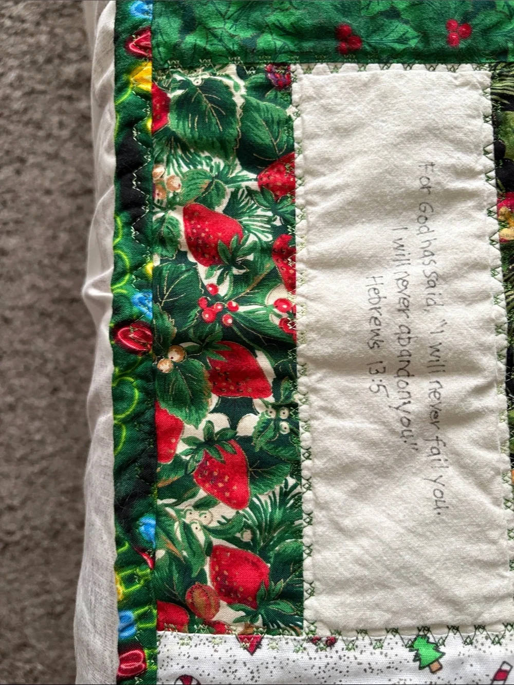 Child’s Reversible Christmas Quilt. Size 55”X 40”.